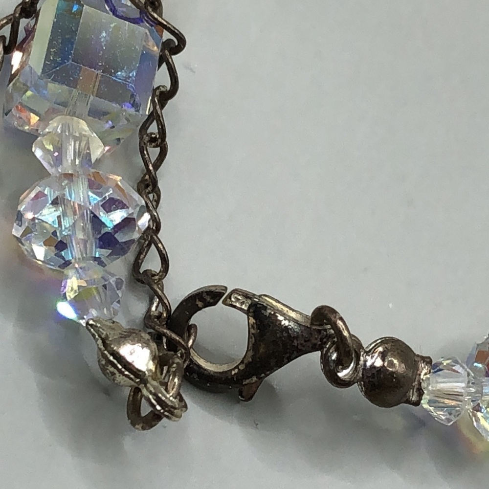 Vintage Ab Aurora Borealis Sterling Silver 925 Bracelet Formal Bridal Evening - Picture 5 of 5